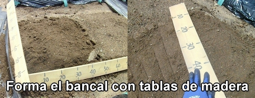 Forma el bancal con tablas de madera