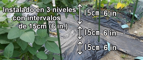 Instalado en tres niveles con intervalos de 15cm