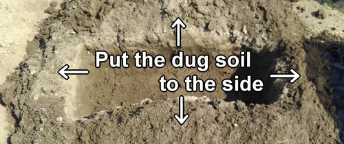 Put the dug soil to the side